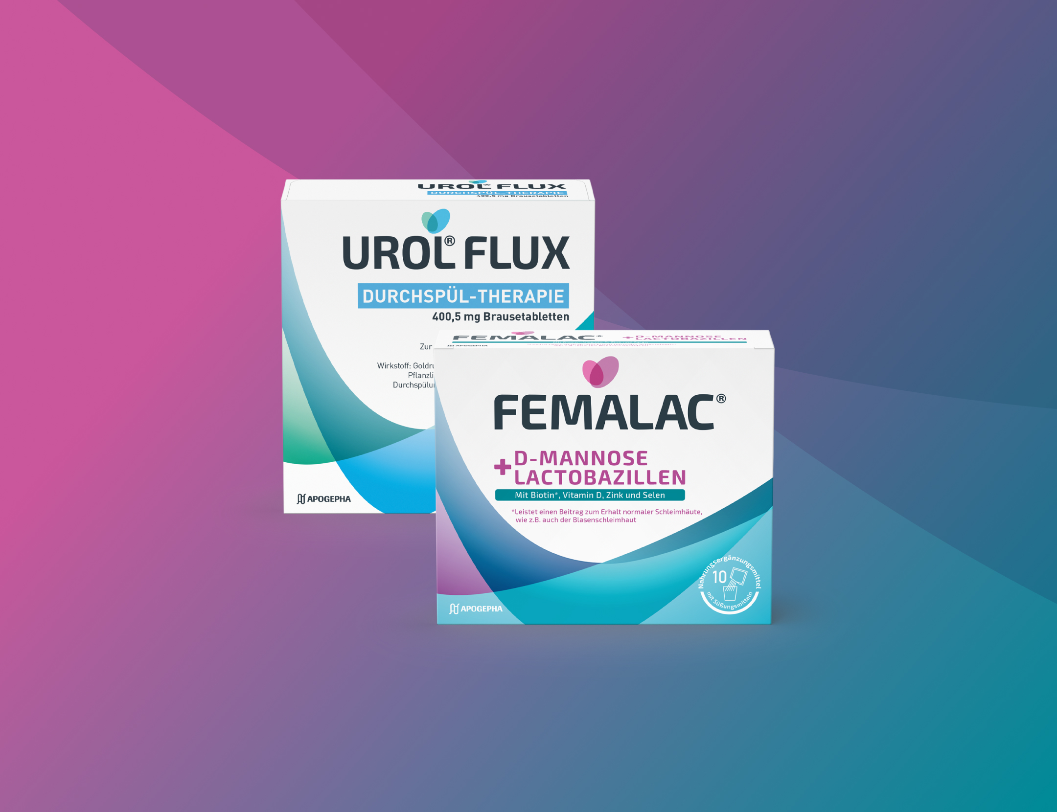 Produktverpackung Femalac® und UROL® FLUX