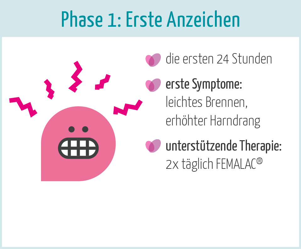 Phase 1 des Verlaufs einer Blasenentzündung: Erste Symptome.