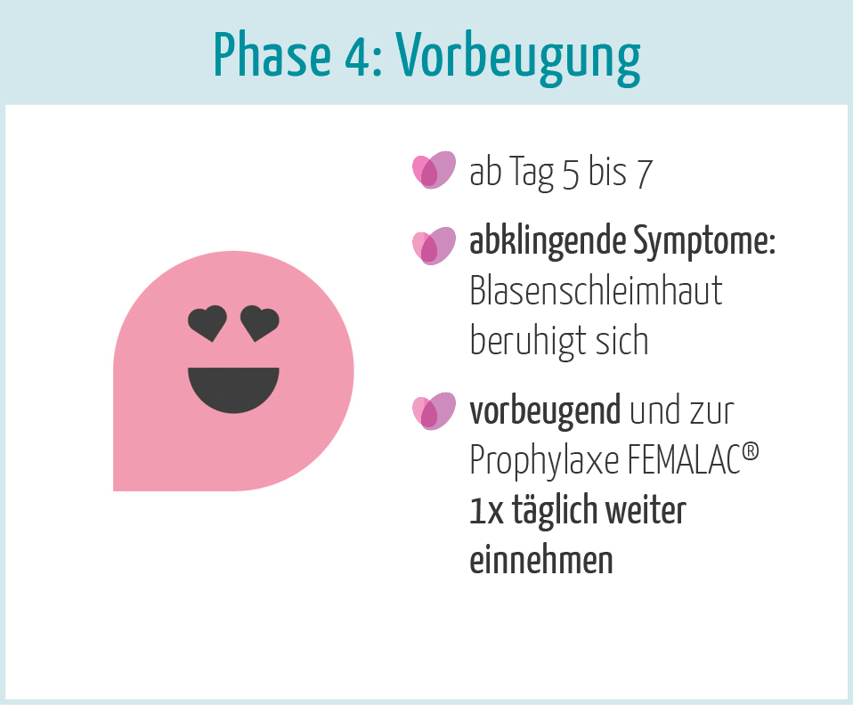 Phase 4 des Verlaufs einer Blasenentzündung: Vorbeugung.